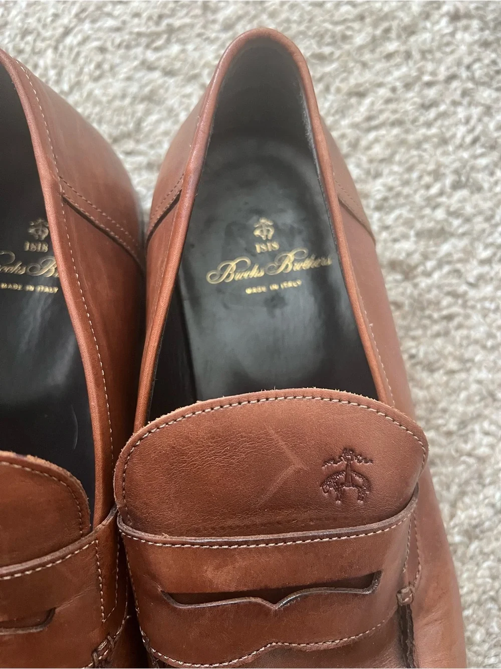 Brooks Brothers Cognac Brown Leather Penny Loafers - Men